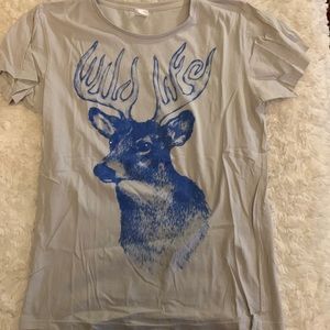 Women’s T shirt. Blue velvet deer
